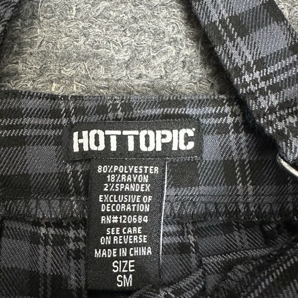 Hot Topic Skirt Women Small Gray Plaid Grunge Punk Academia Suspenders School - Picture 5 of 9